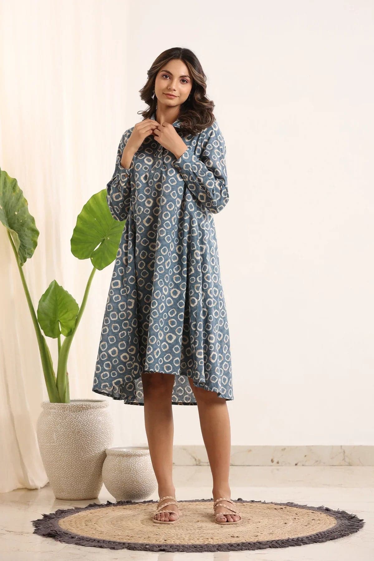 Abstract Loose Fit Cotton Night Dress